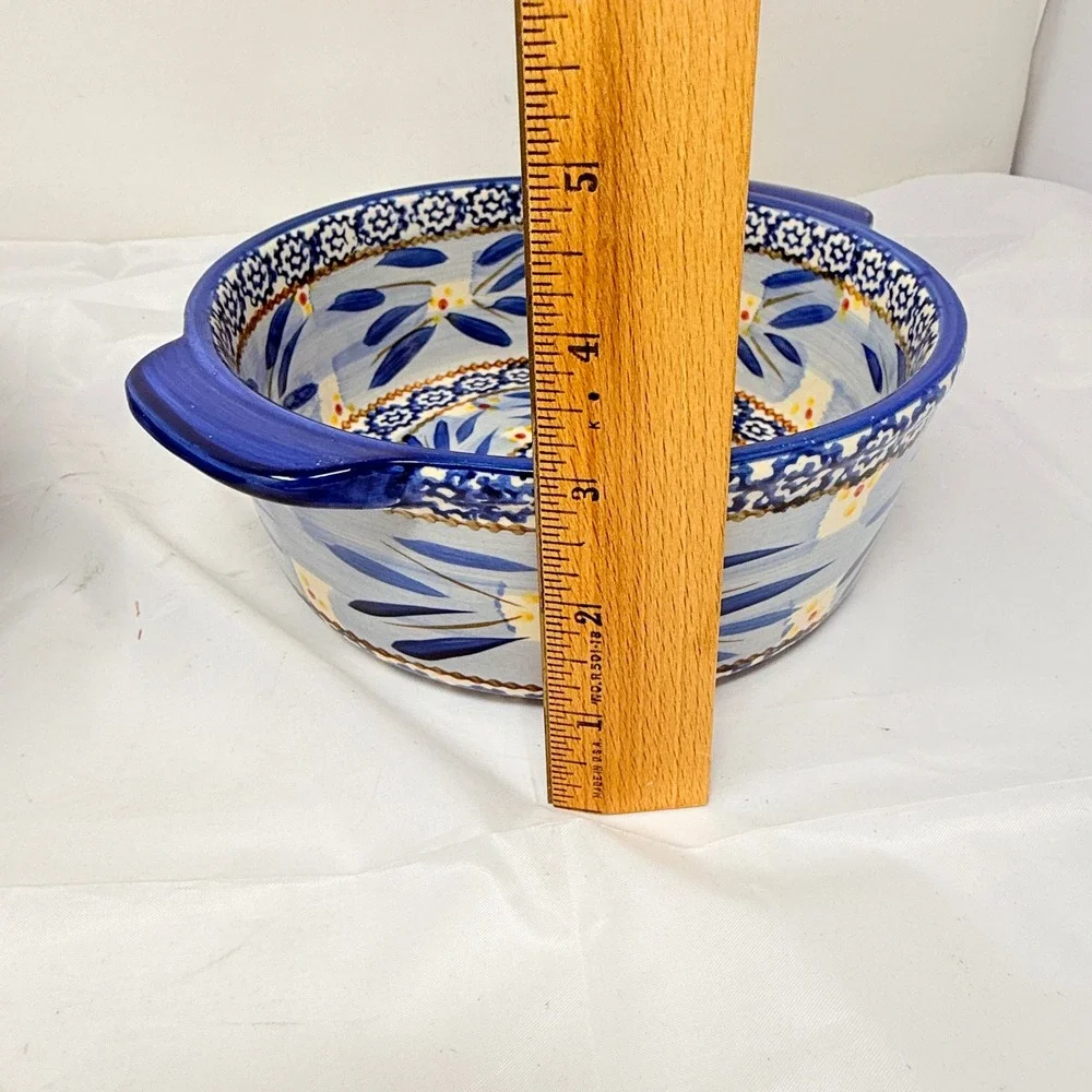 Temp-tations Old World Blue Ceramic Round Nesting  Set 3pc 2/1.5/1.0 qt